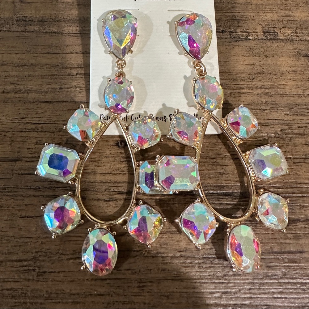 Prom earrings!! Iridescent new!